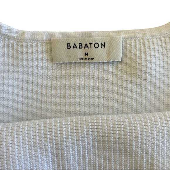 Aritzia Babaton Sculpt Knit Squareneck Cropped Tank Top Off-White Size M - Picture 4 of 6